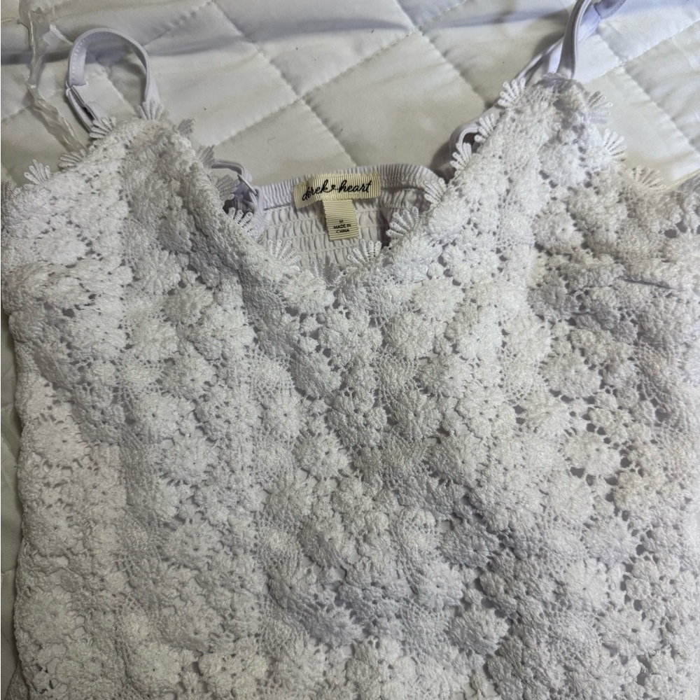 Derek Heart White Lace Crop Top